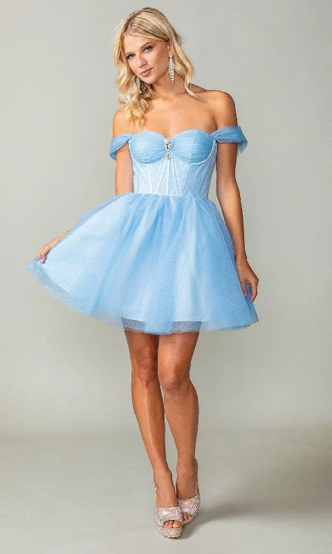 Dancing Queen 3394 - Off Shoulder Tulle Short Dress