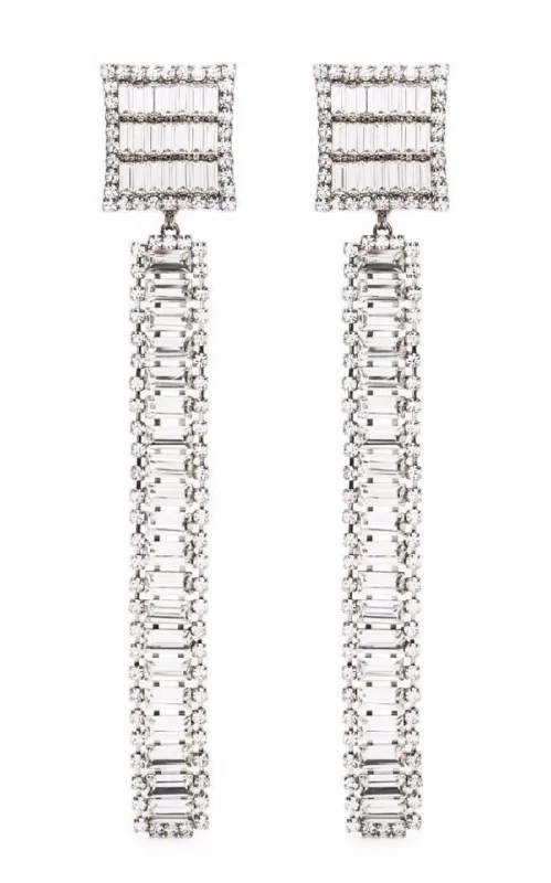 Long Crystal-embellished Earrings