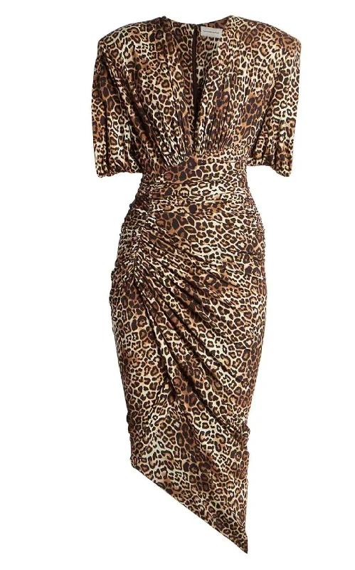 Leopard-print Ruched Dress