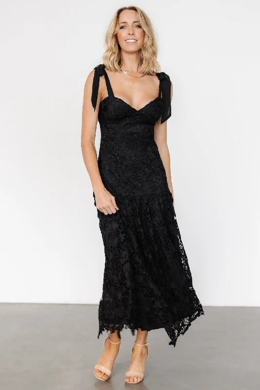 Monte Carlo Lace Midi Dress | Black