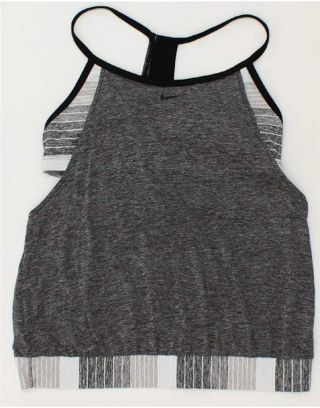 NIKE Womens Vest Top UK 14 Large Grey Colourblock Polyester