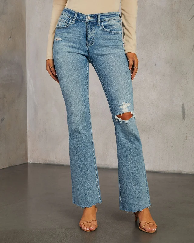 Ziggy Distressed Mid Rise Bootcut Jeans