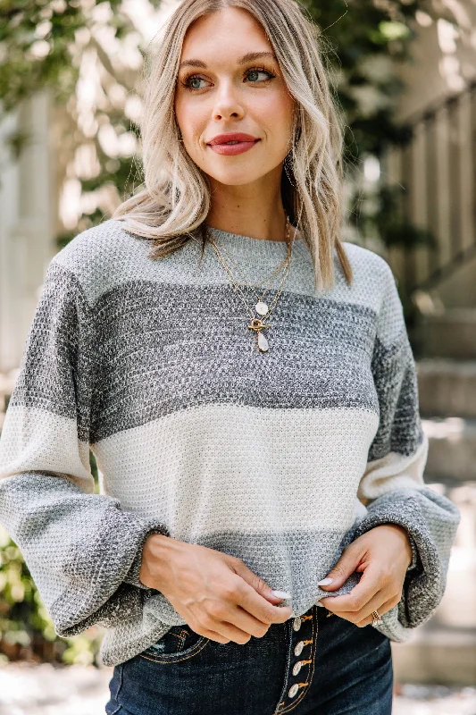 Ease Your Mind Gray Colorblock Sweater