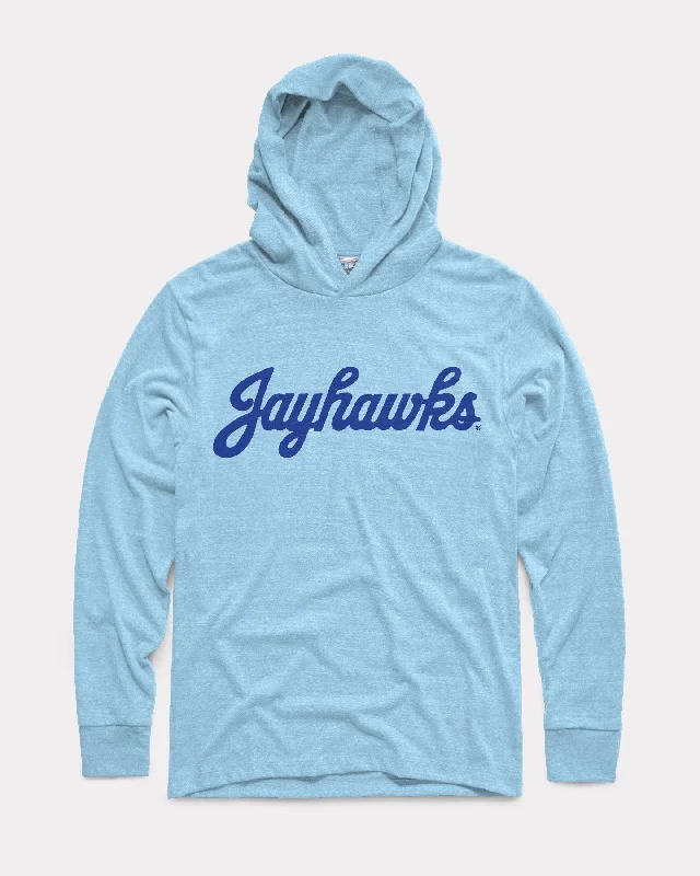 Jayhawks Script Powder Blue Lightweight Hoodie