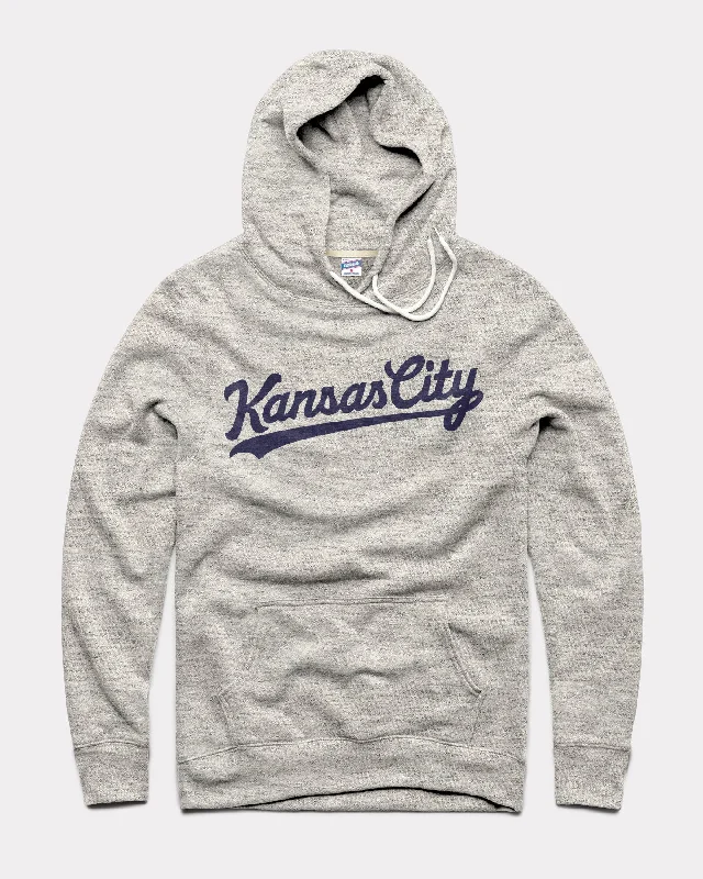 Athletic Grey & Navy Blue Kansas City Script Hoodie