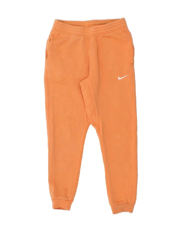 NIKE Womens Tracksuit Trousers Joggers UK 10 Small  Orange Cotton