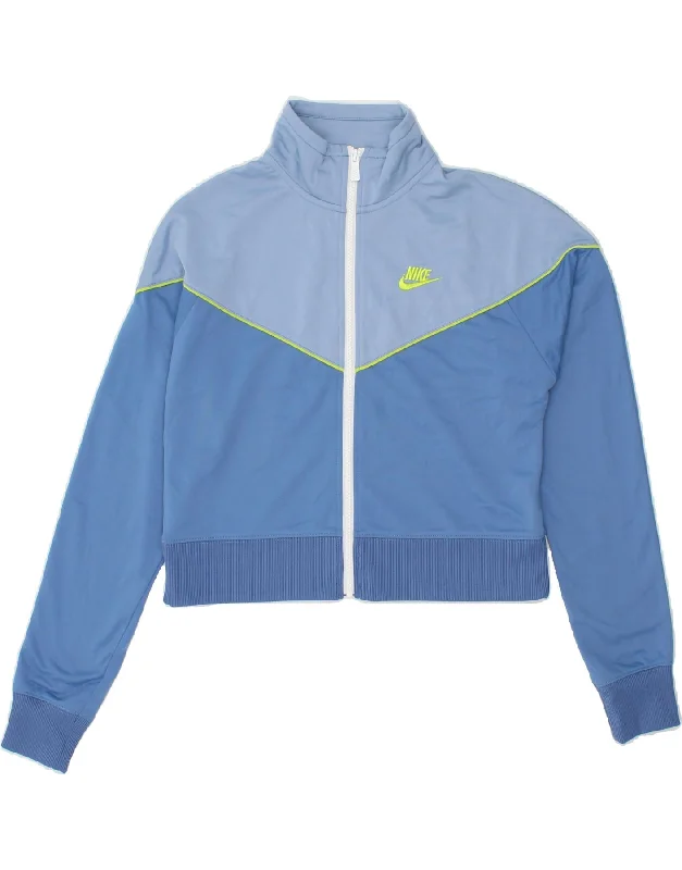 ADIDAS Womens Oversized Crop Tracksuit Top Jacket UK 10 Small Blue