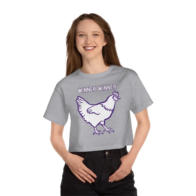 Women's Champion Heritage Cropped Top - Winner Winner Chicken Dinner