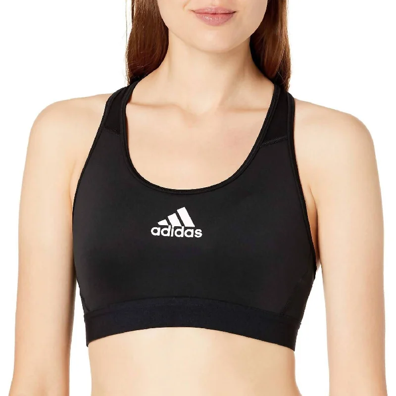 Women's Medium Support Racer Back Sports Bra In Black