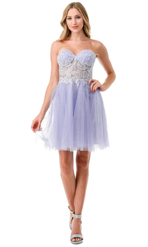 Aspeed Design S2745B - Embroidered Strapless Cocktail Dress