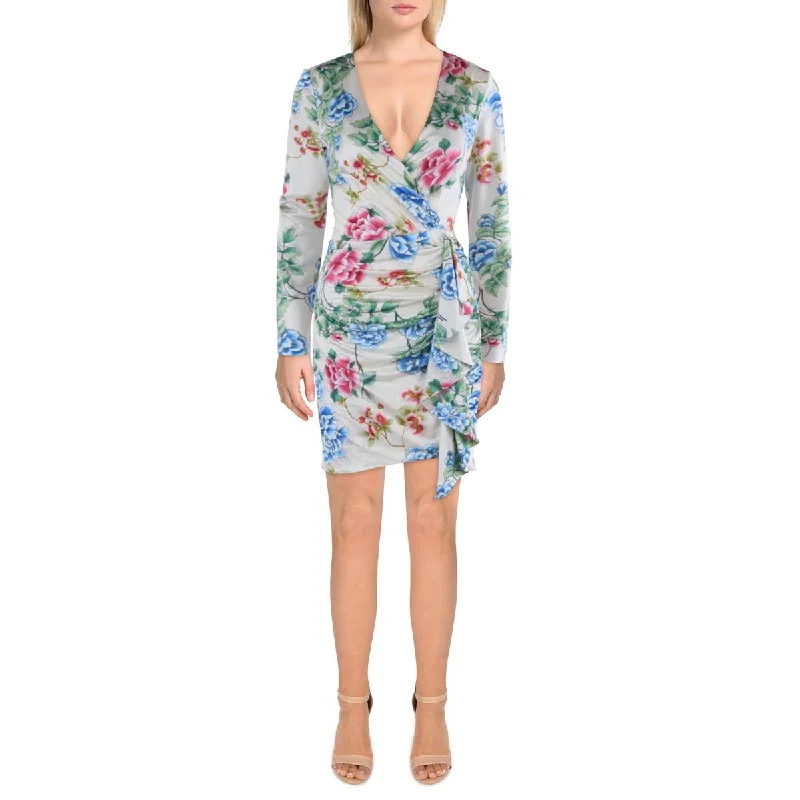 Guess Womens Emily Floral Print Short Mini Dress