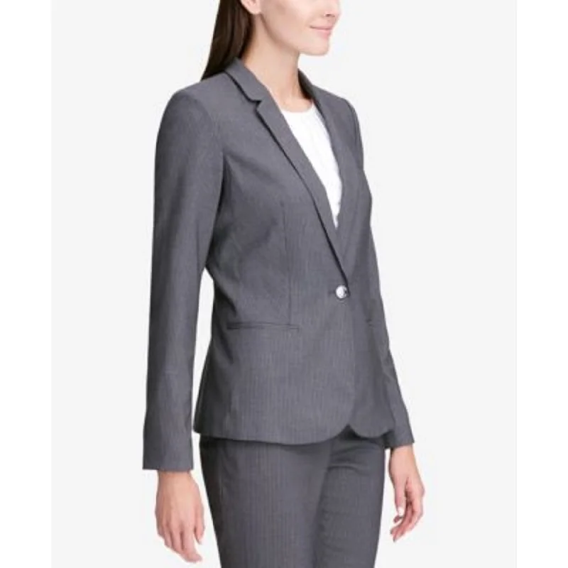 Calvin Klein Women's One-Button Blazer Gray Size 12