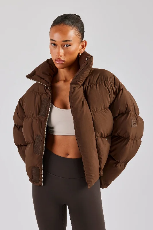 Oversized Padded Puffer Jacket - Chocolate