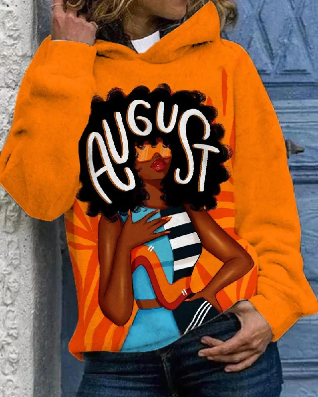 August Afro Girl Long Sleeves Hoodie