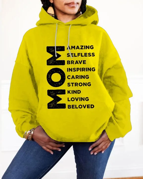 Mom Is Me Letter Print Unisex Long-sleeved Hoodie