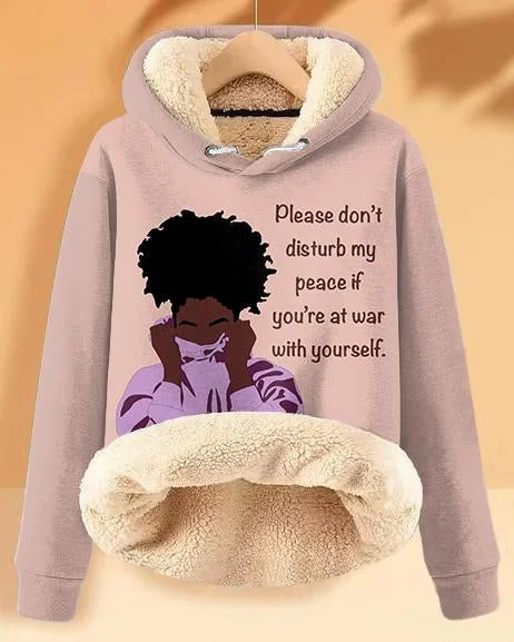 Plush and Warm Don't Disturb My Peace Long-sleeved Hoodie