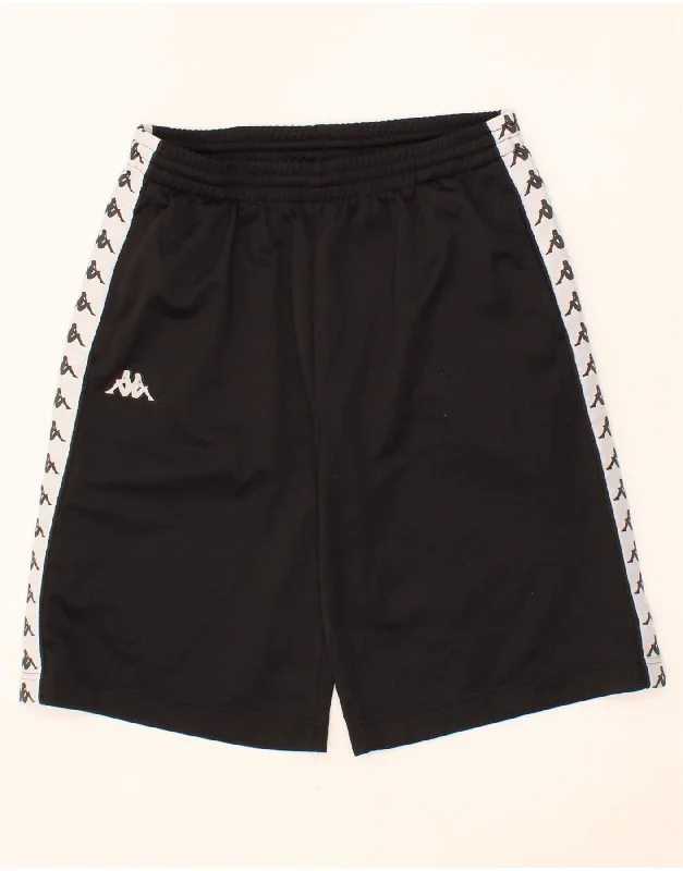 KAPPA Womens Graphic Sport Shorts UK 14 Medium  Black Colourblock