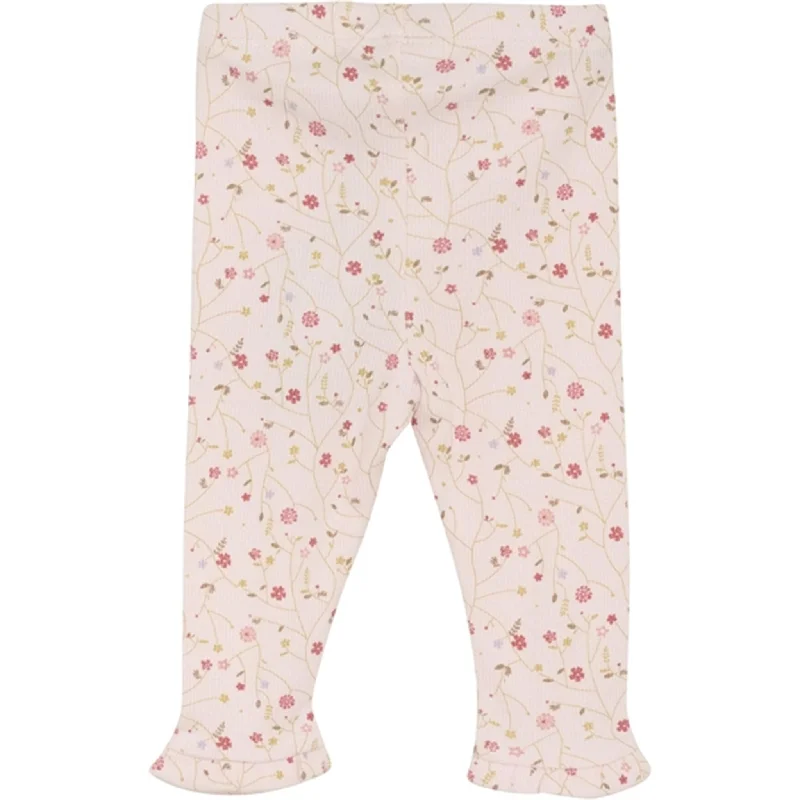 Minymo Pink Dogwood Leggings AOP Rib