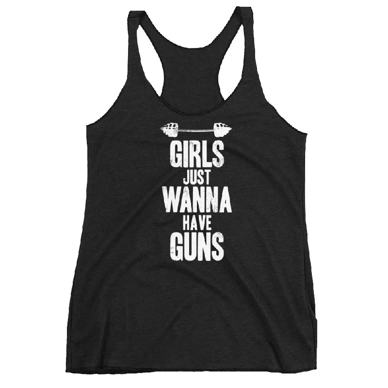 "Girls Just Wanna Have Guns" Women's Racerback Tank, White Or Pink Image