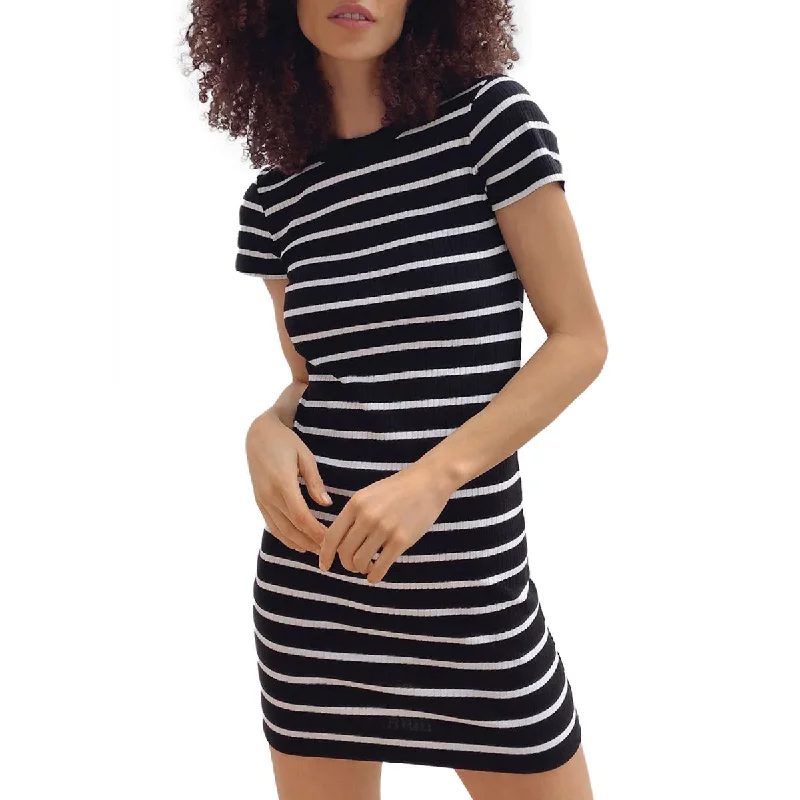 French Connection Womens Ribbed Striped Mini Dress