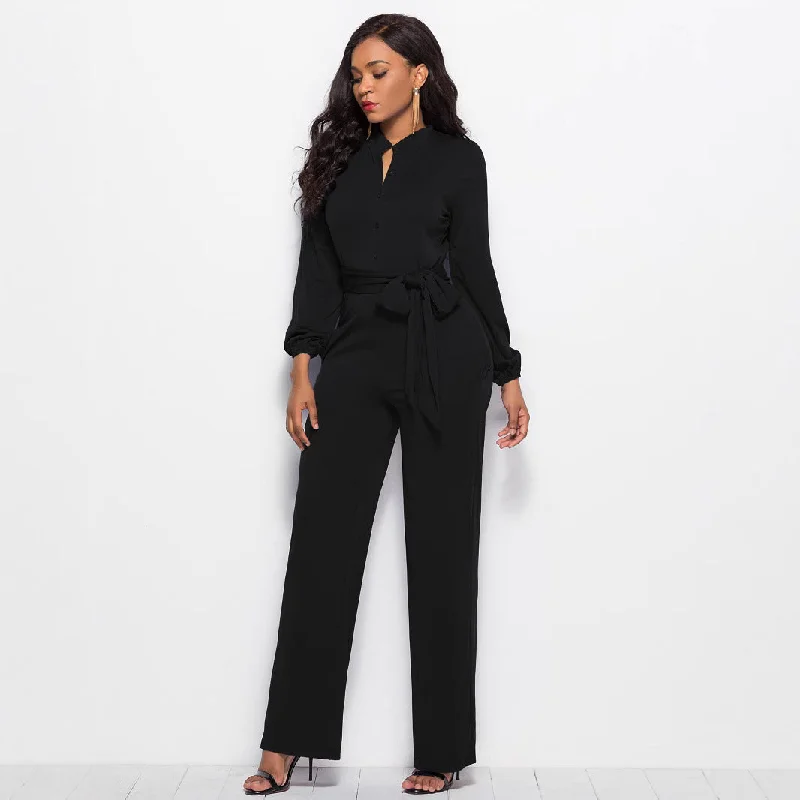 Fashion Long Sleeves Wide Legs Jumpsuits Romper for Women