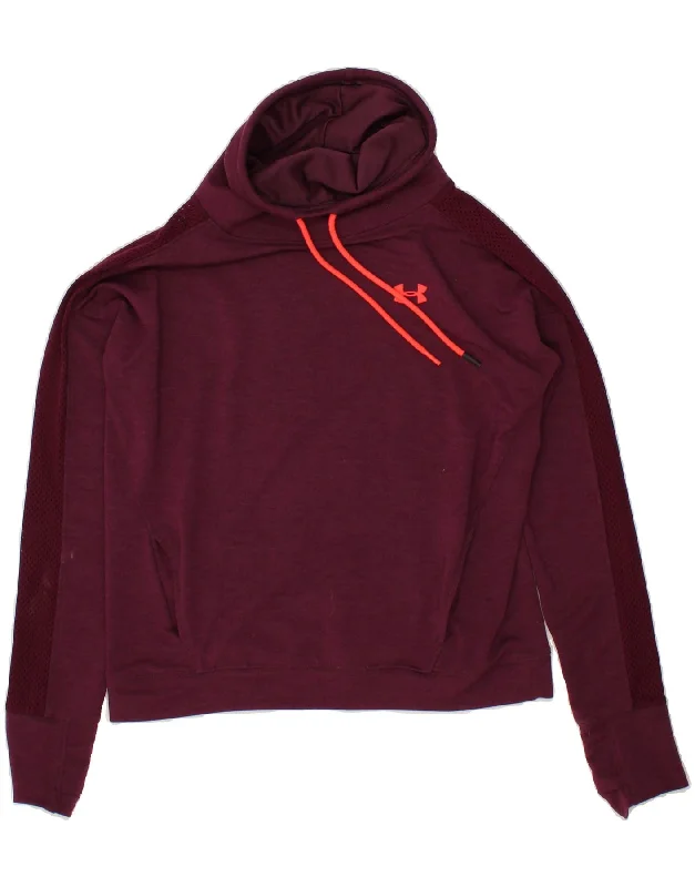 UNDER ARMOUR Womens Oversized Pullover Tracksuit Top UK 10 Small Burgundy