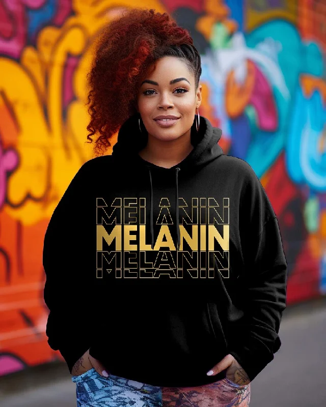 Gold Melanin Letter Print Long-sleeved Hoodie