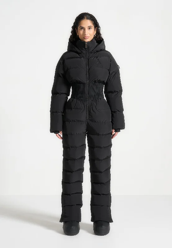 Ski Suit with Corset Detail - Black