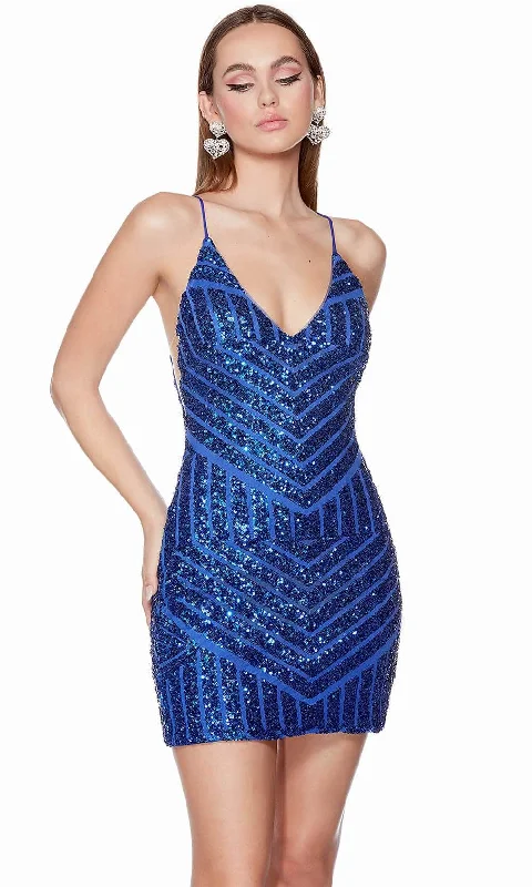 Alyce Paris 4657 - Deep V-Neck Sparkly Cocktail Dress