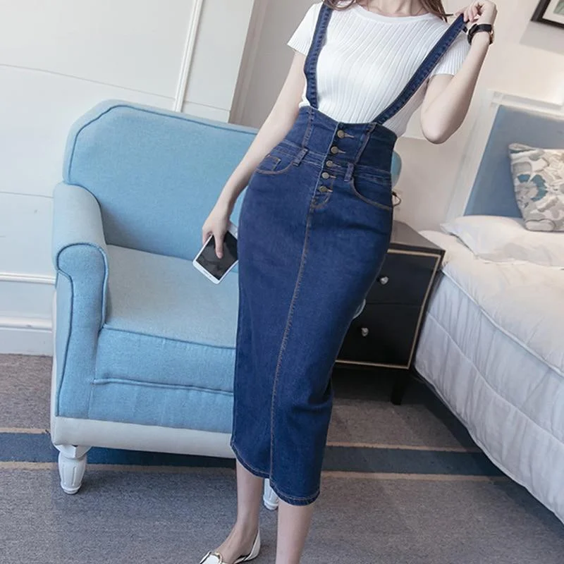 Bodycon Midi Elastic Ladies Jeans Pencil Skirt Denim Skirts For Women