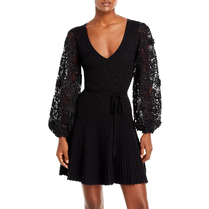 French Connection Womens Sequined Lace Mini Dress