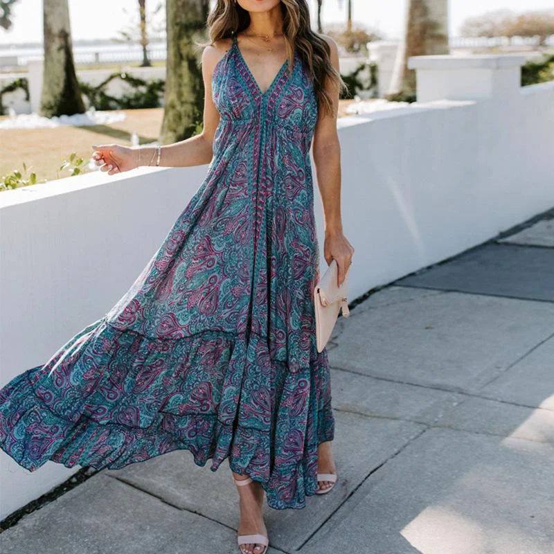 Summer V Neck Long Maxi Dresses