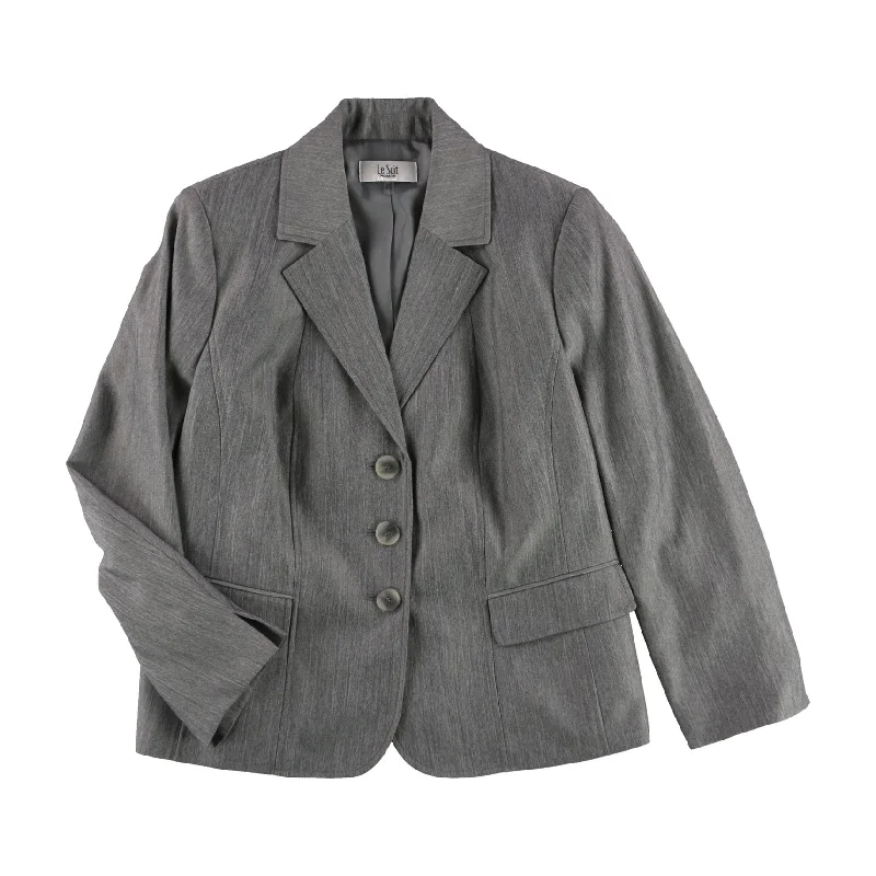 Le Suit Women Womens Professional Three Button Blazer Jacket, Grey, 14W