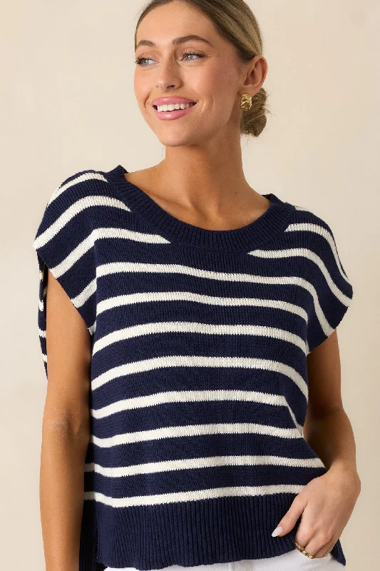 Daring Diva Navy Stripe Sweater Top