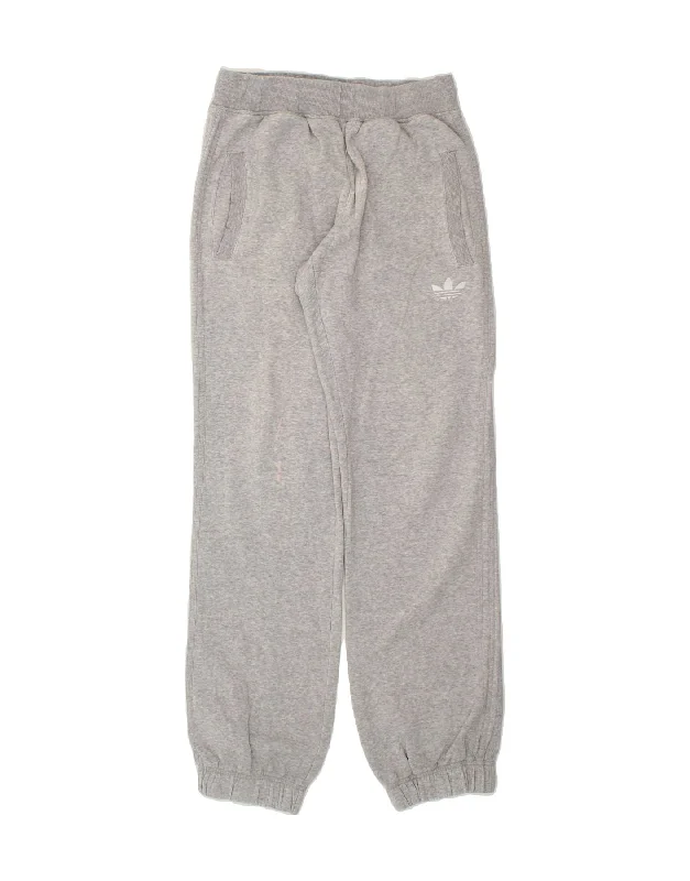 ADIDAS Womens Tracksuit Trousers Joggers UK 12 Medium  Grey Cotton