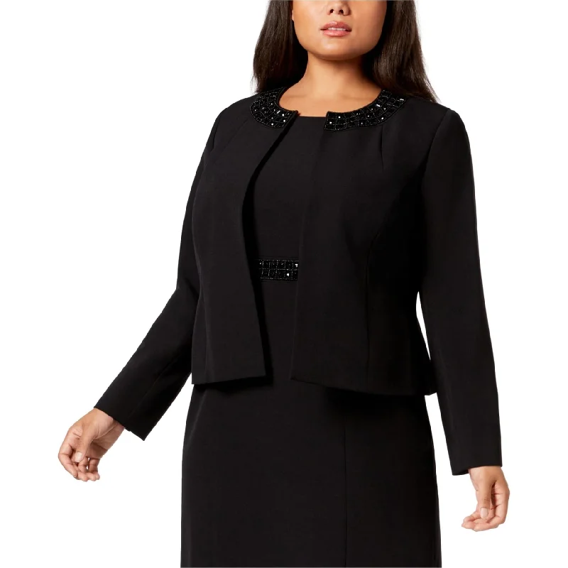 Kasper Womens Embellished-Collar Blazer Jacket