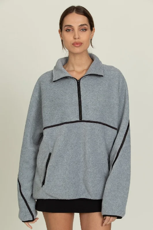 Heather Grey Minimalistic Half-Zip Pullover