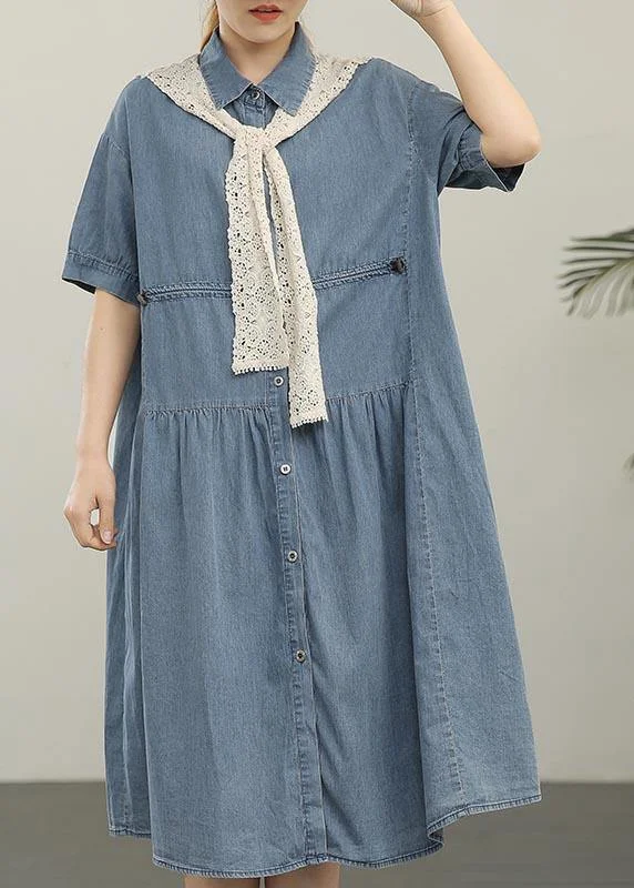 2024 Wash Casual Lace Shawl Two Piece Denim Dress