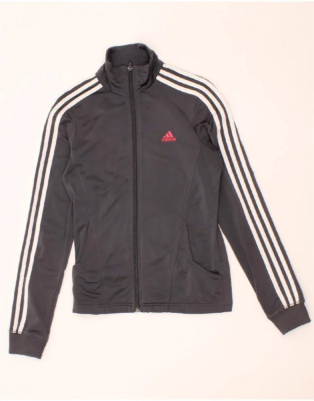 ADIDAS Womens Tracksuit Top Jacket UK 10 Small  Grey Polyester