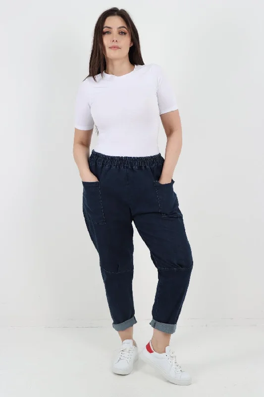 High Rise Front Pocket Denim Trouser