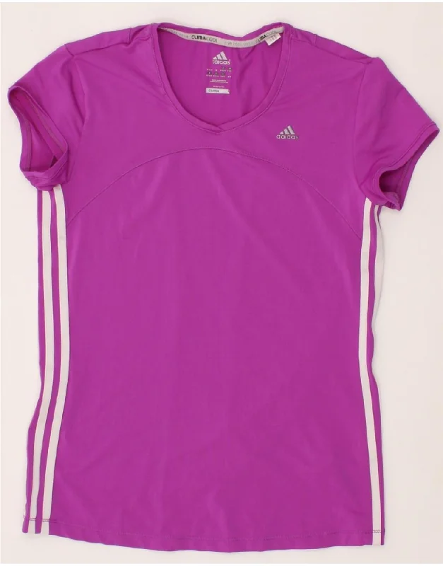 ADIDAS Womens Climacool T-Shirt Top UK 12/14 Medium Purple Polyester