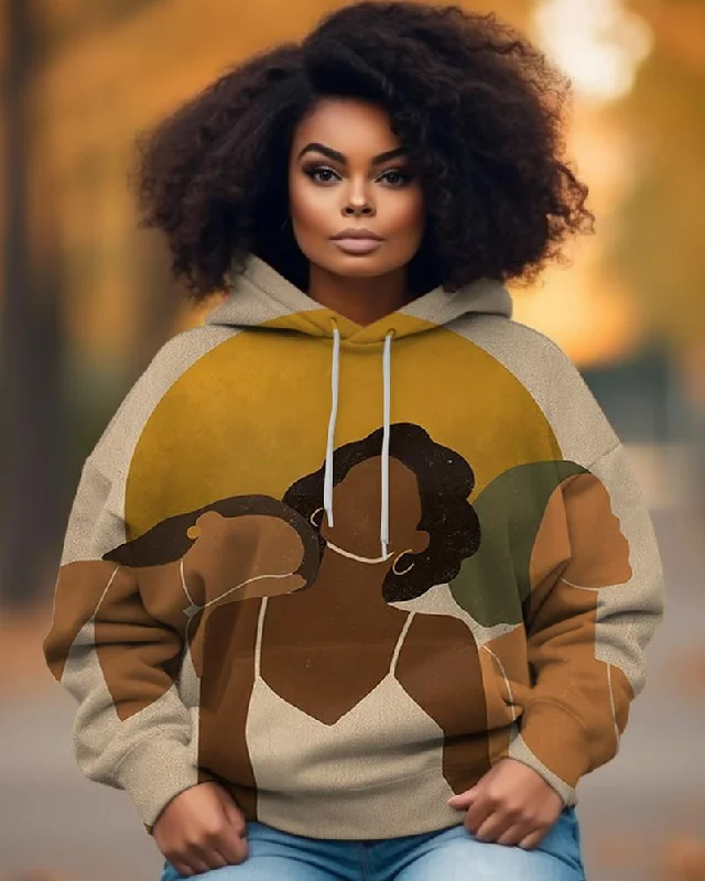 Black Girl Minimalist Printed Women's Hoodie