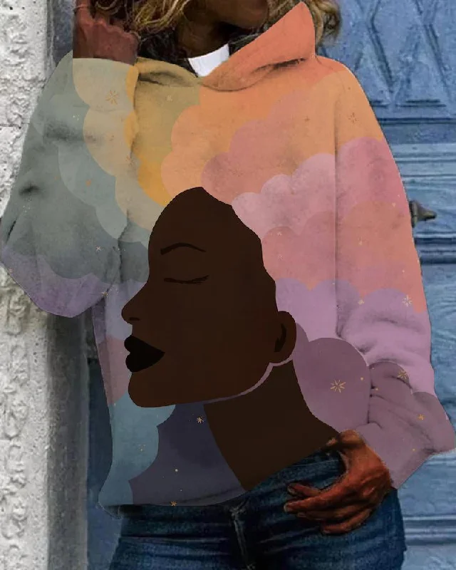 Colorful black girl printed hoodie