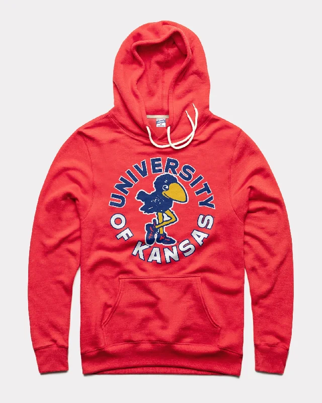 Kansas Jayhawks Circle Mascot Red Hoodie