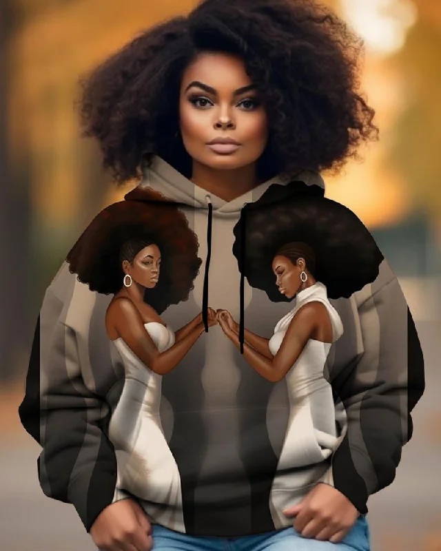 Black Girl Artistic Printed Women's Hoodie