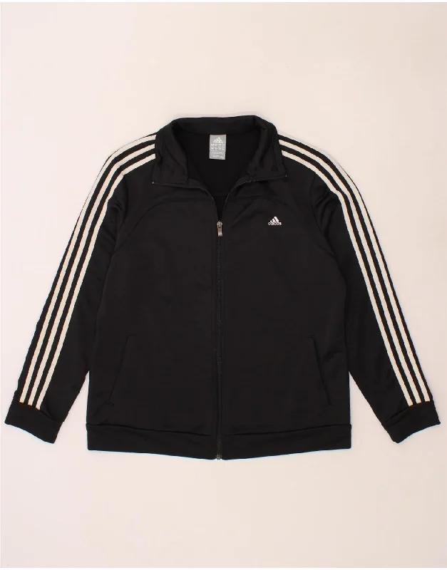 ADIDAS Womens Tracksuit Top Jacket UK 20/22 XL Black Polyester