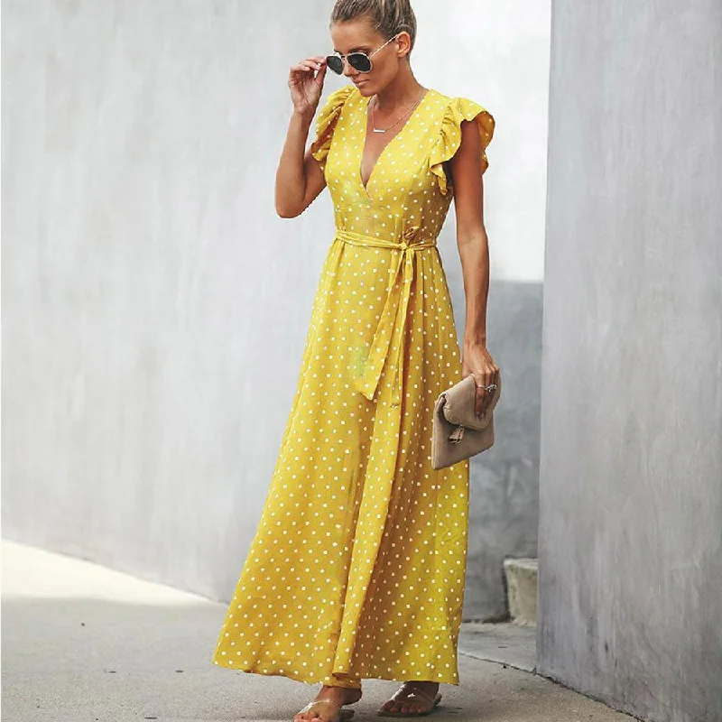 Fashion Summer Dot Print Long Dresses