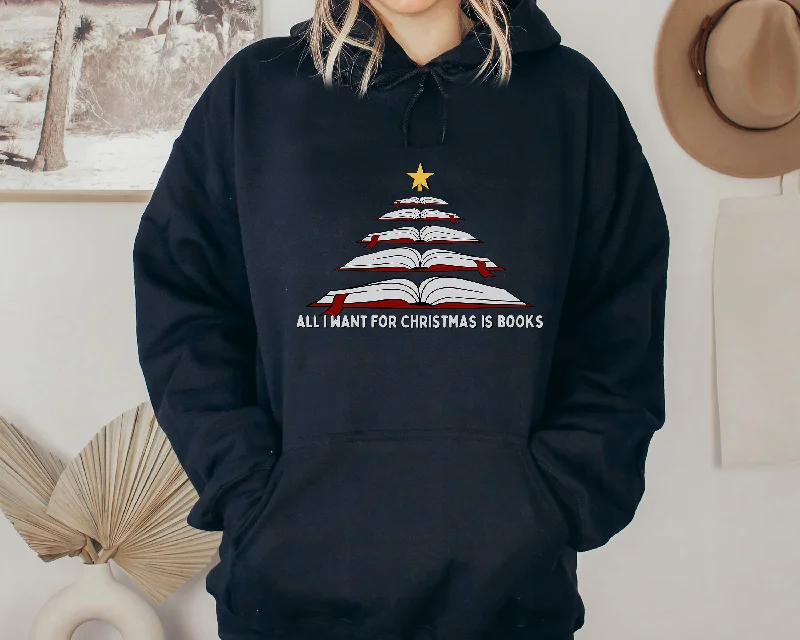 all i want for christmas is books hoodie