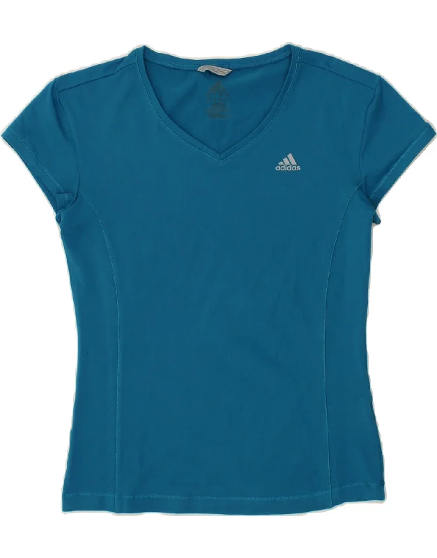 ADIDAS Womens Climalite T-Shirt Top UK 12 Medium Blue Polyester