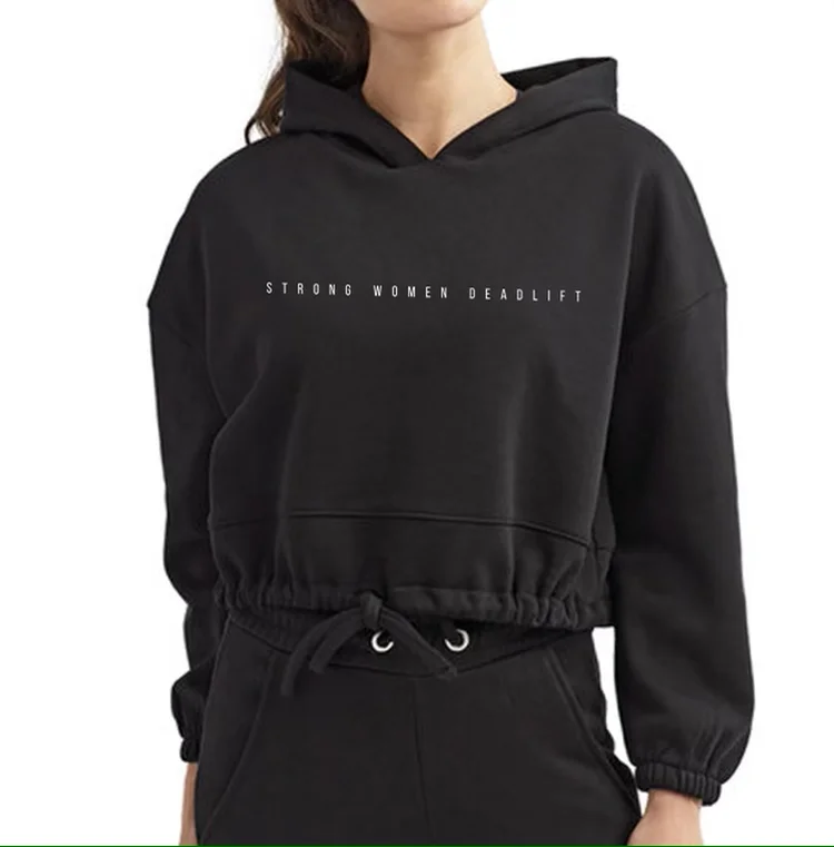 Strong Women Deadlift Cropped Hoodie